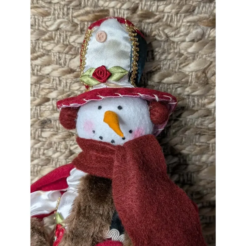 Vintage Christmas Snowman Felt Faux Fur Free Standing Figurine Holiday Decor 17